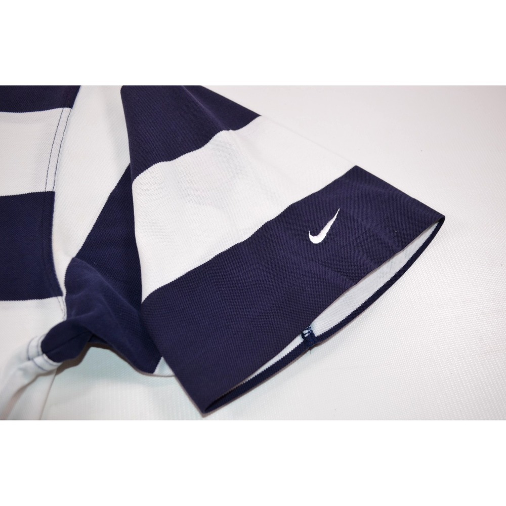 Nike Rugby Style Polo‎ Shirt Mens XL Colorblock Striped Navy Blue & White - Picture 11 of 16
